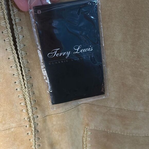 TERRY LEWIS CLASSIC Women's Tan Suede Jacket braided stitch trim boho‎ - Picture 8 of 10